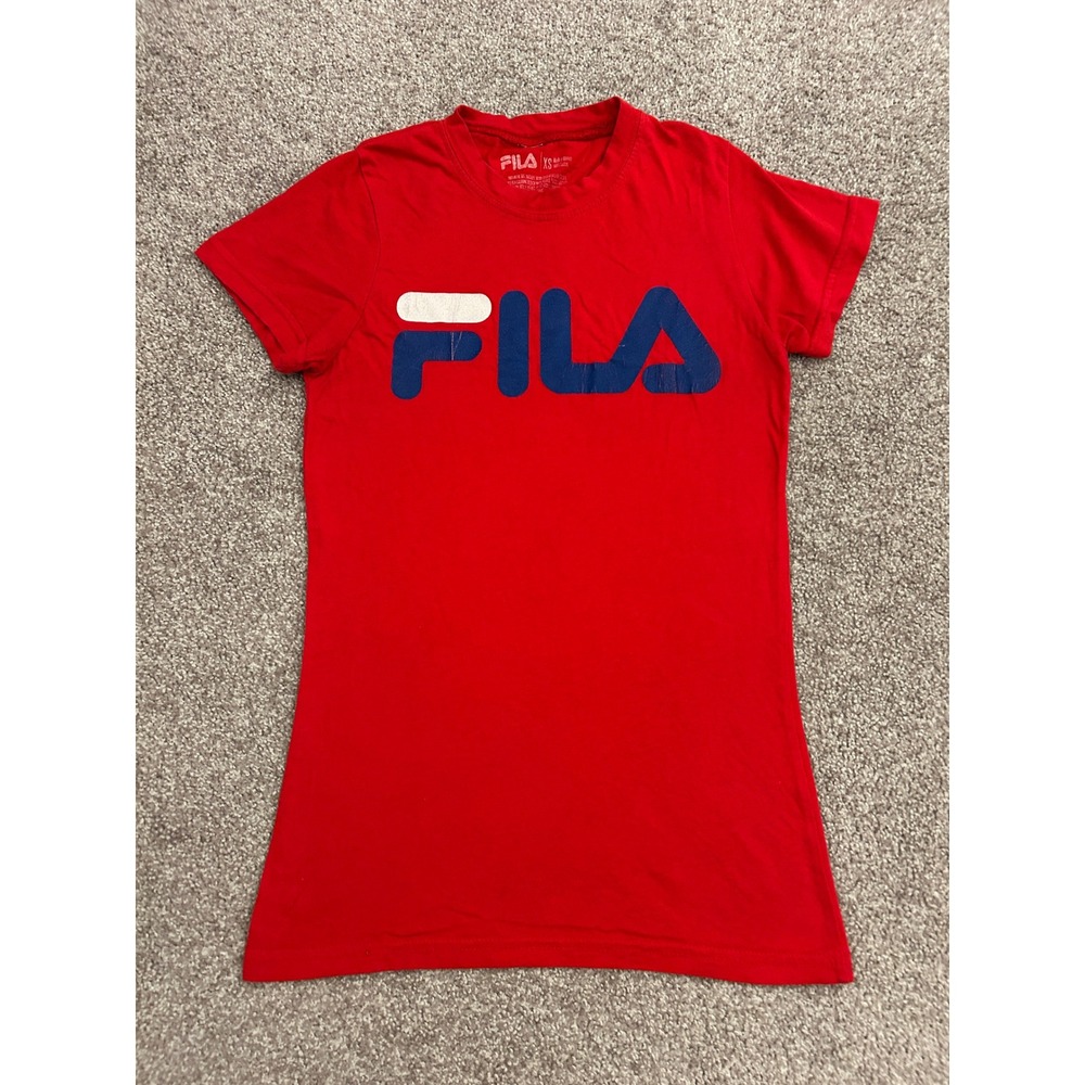 Fila T-Shirt Womens XS Red Excellent Short Sleeve Graphic Logo Tee